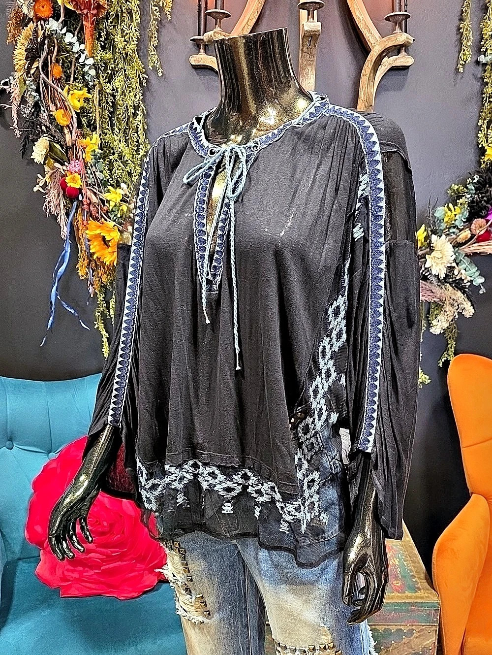 Free People Embroidered Blouse